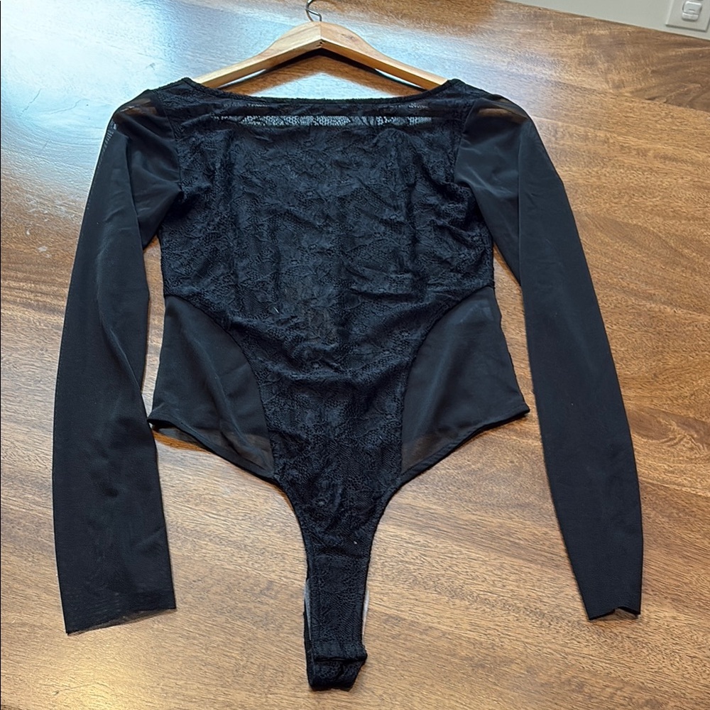Anthropologie Elegant Black Lace Bodysuit Top NWT size S